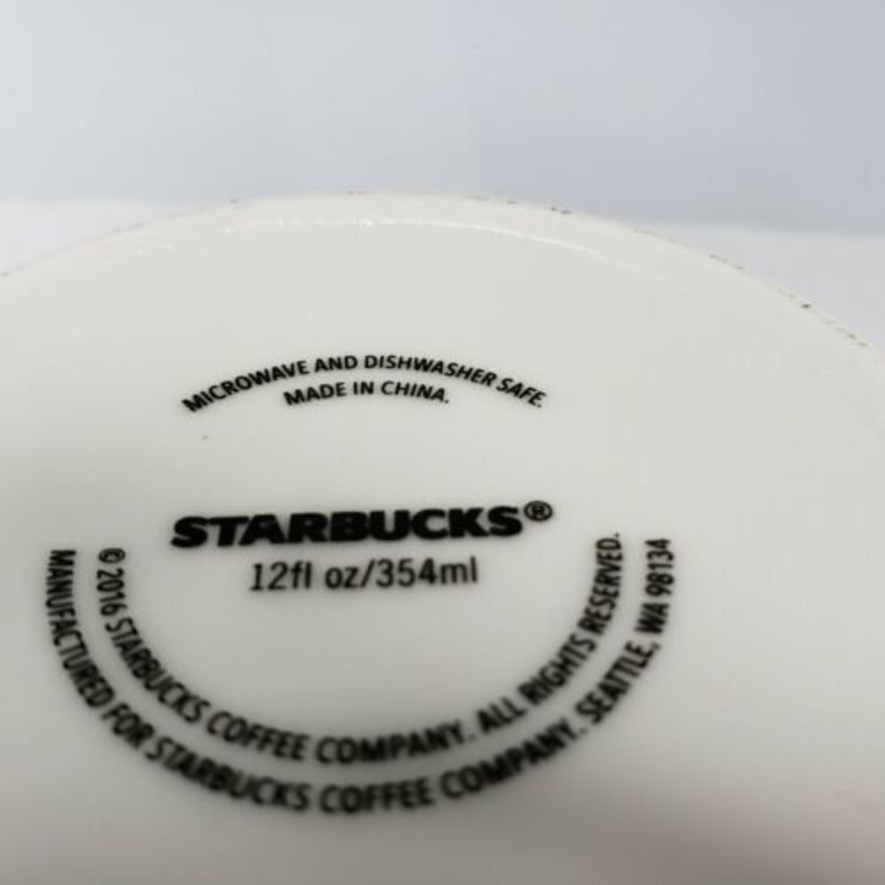 Starbucks Mug 2016 12 fl oz Coffee Tea Cup White Green Mermaid Used Condition - Picture 5 of 7
